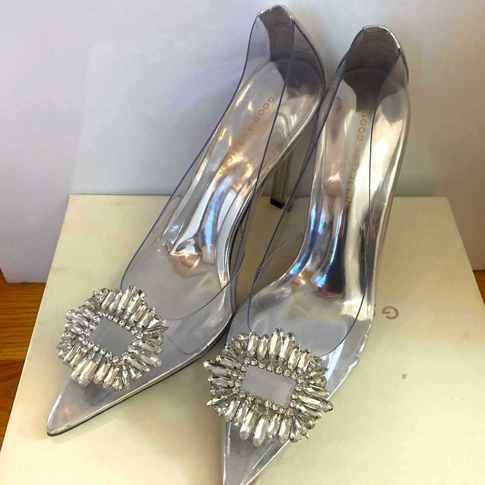 NIB Good American Cinderella Jewel Heels